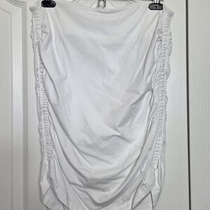 TNA White Ruched Midi Skirt